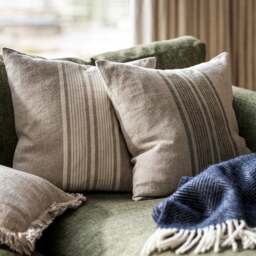 Cotton Linen Bold Stripe Cushion - Natural 45x45cm - Home Accessories - The Cotswold Company - thumbnail 3