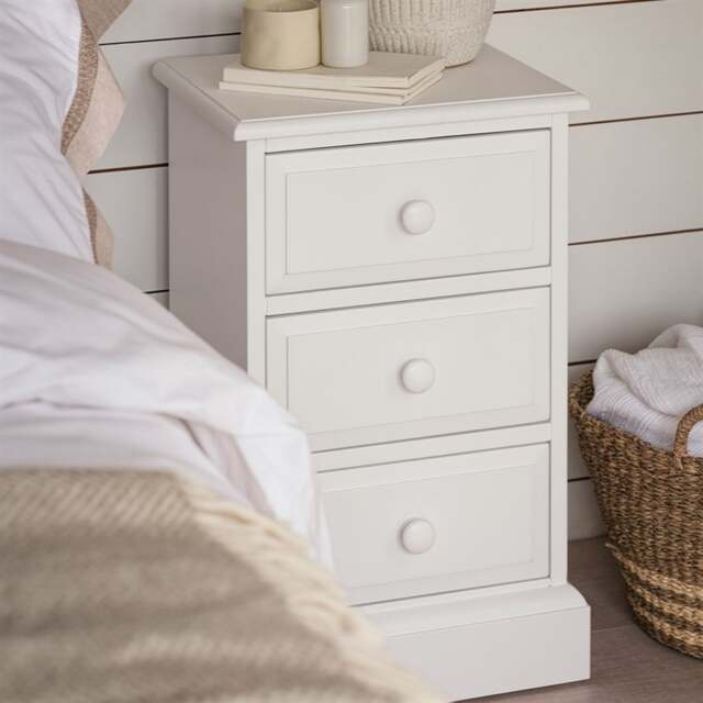 3 Drawer Bedside Table - Pensham Pure White - The Cotswold Company - image 1