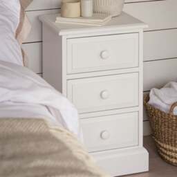 3 Drawer Bedside Table - Pensham Pure White - The Cotswold Company