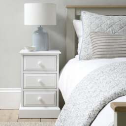 3 Drawer Bedside Table - Pensham Pure White - The Cotswold Company - thumbnail 2