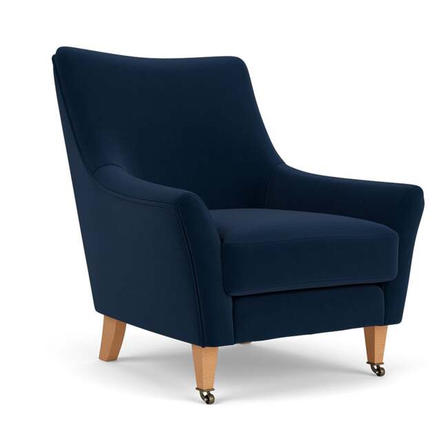 Armchair - Deep Blue - Matt Velvet - Martha - The Cotswold Company - image 1