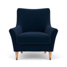 Armchair - Deep Blue - Matt Velvet - Martha - The Cotswold Company - thumbnail 2