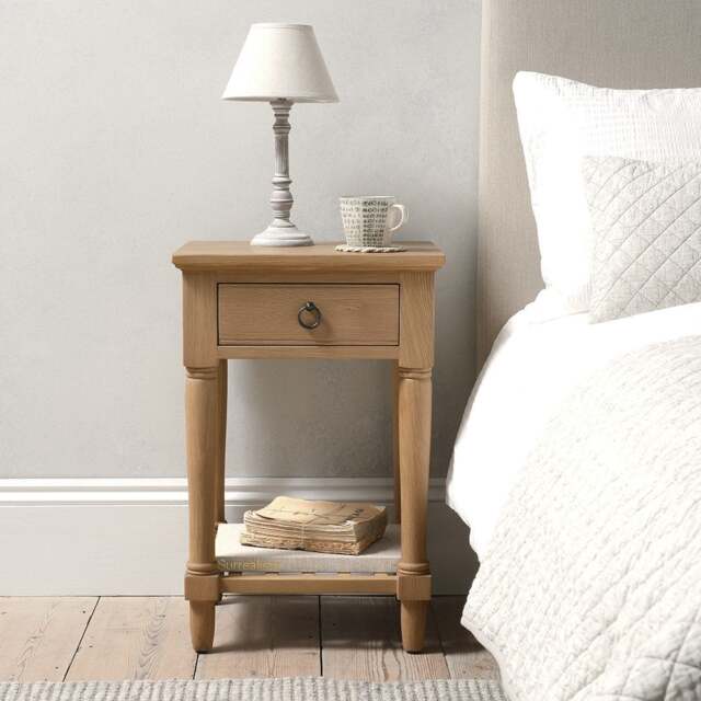 Elkstone Mellow Oak 1 Drawer Bedside Table - The Cotswold Company - image 1