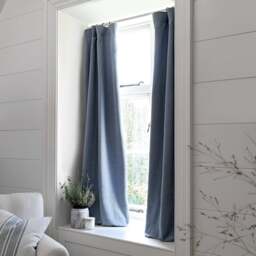 Curtain Pair - 167x274cm - Marling Linen Mix Pale Indigo - The Cotswold Company - thumbnail 1