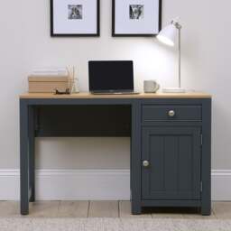 Chalford Inky Blue Single Pedestal Desk - The Cotswold Company - thumbnail 2