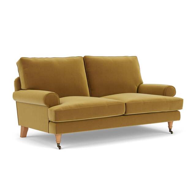 Large 2 Seater Sofa - Mustard - Matt Velvet - Stewart - The Cotswold Company - image 1
