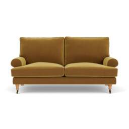 Large 2 Seater Sofa - Mustard - Matt Velvet - Stewart - The Cotswold Company - thumbnail 2
