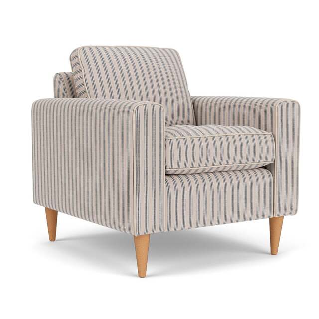Armchair - Indigo - Kingham Stripe - Saxon - The Cotswold Company - image 1