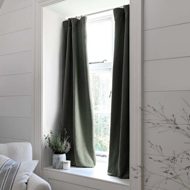 Curtain Pair - 228x137cm - Marling Linen Mix Moss - The Cotswold Company - image 1