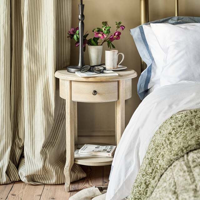 1 Drawer Bedside Table - Camille Limewash Oak - The Cotswold Company - image 1