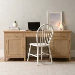 Inglesham Whitewash Oak Double Pedestal Desk - The Cotswold Company - thumbnail 1