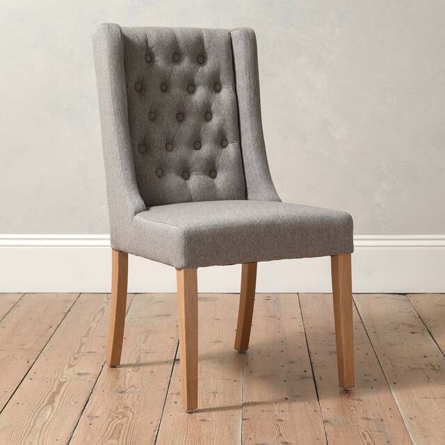 Wing Buttoned Dining Chair Grey - Foxglove - The Cotswold Company - image 1