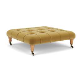 Foot Stool - Mustard - Matt Velvet - Amelia - The Cotswold Company