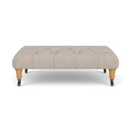 Foot Stool - Natural - Luxury Italian Linen - Amelia Small - The Cotswold Company - thumbnail 2