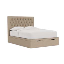 Calvert King Size Ottoman Storage Bed - Natural - House Linen Mix - The Cotswold Company - thumbnail 1