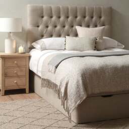 Calvert King Size Ottoman Storage Bed - Natural - House Linen Mix - The Cotswold Company - thumbnail 4