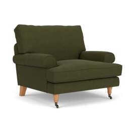 Armchair - Forest Green - House Linen Mix - Stewart - The Cotswold Company