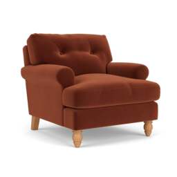 Armchair - Brick - Matt Velvet - Talbot - The Cotswold Company - thumbnail 1
