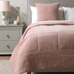Luxury Cotton Velvet Dusky Pink Bedspread 250x260cm - Home Accessories - The Cotswold Company