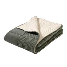 Luxury Cotton Velvet Fern Green Bed Throw 140x240cm - Home Accessories - The Cotswold Company - thumbnail 3