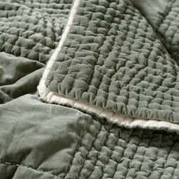 Luxury Cotton Velvet Fern Green Bed Throw 140x240cm - Home Accessories - The Cotswold Company - thumbnail 2