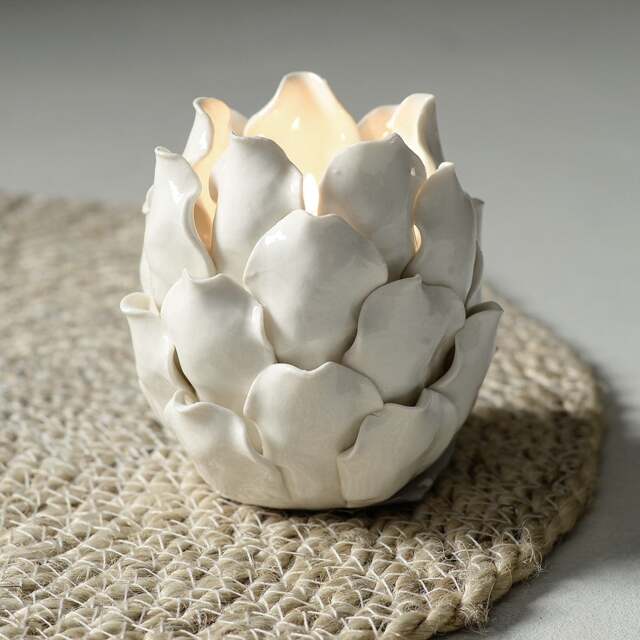 White Porcelain Artichoke - Candle Holder - The Cotswold Company - image 1