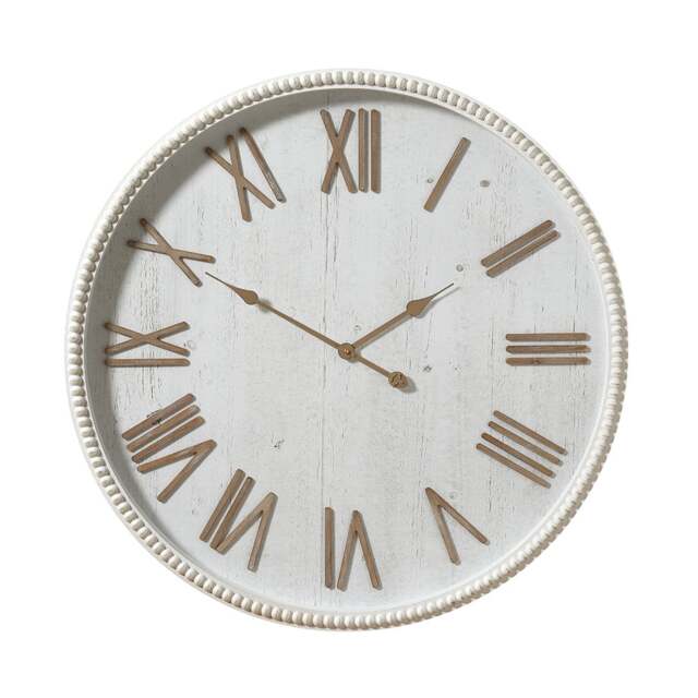 Bredon Large Rustic White Clock with Beaded Frame - Clocks - The Cotswold Company - image 1