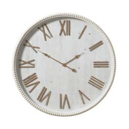 Bredon Large Rustic White Clock with Beaded Frame - Clocks - The Cotswold Company
