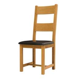 Oakland Rustic Oak Ladderback  Dining Chair - Leather Seat Pad - The Cotswold Company - thumbnail 3