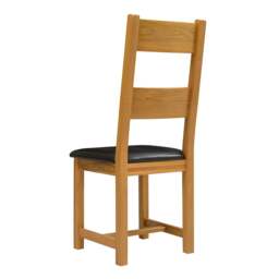 Oakland Rustic Oak Ladderback  Dining Chair - Leather Seat Pad - The Cotswold Company - thumbnail 4