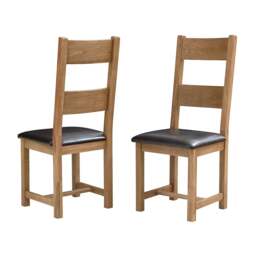 Oakland Rustic Oak Ladderback  Dining Chair - Leather Seat Pad - The Cotswold Company - thumbnail 7