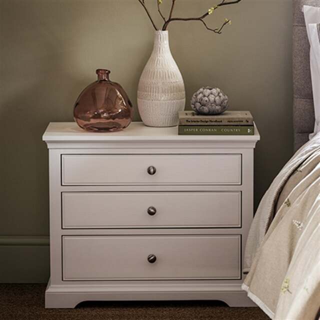 Fairford Soft White Large 3 Drawer Bedside Table - The Cotswold Company - image 1