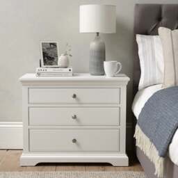 Fairford Soft White Large 3 Drawer Bedside Table - The Cotswold Company - thumbnail 2