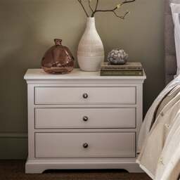 Fairford Soft White Large 3 Drawer Bedside Table - The Cotswold Company