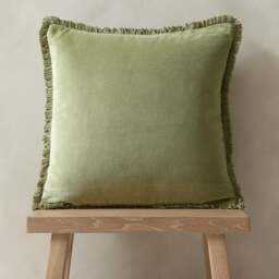 Cotton Velvet Fringed Cushion - Apple - Home Accessories - The Cotswold Company - thumbnail 2