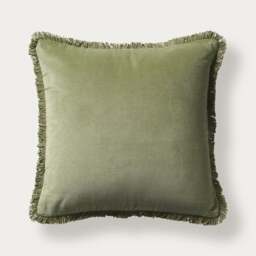 Cotton Velvet Fringed Cushion - Apple - Home Accessories - The Cotswold Company - thumbnail 1