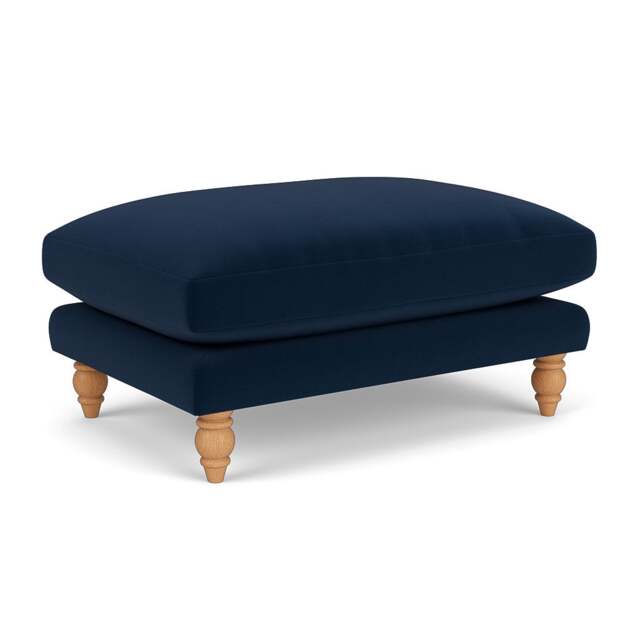 Foot Stool - Deep blue - Matt Velvet - Emily - The Cotswold Company - image 1