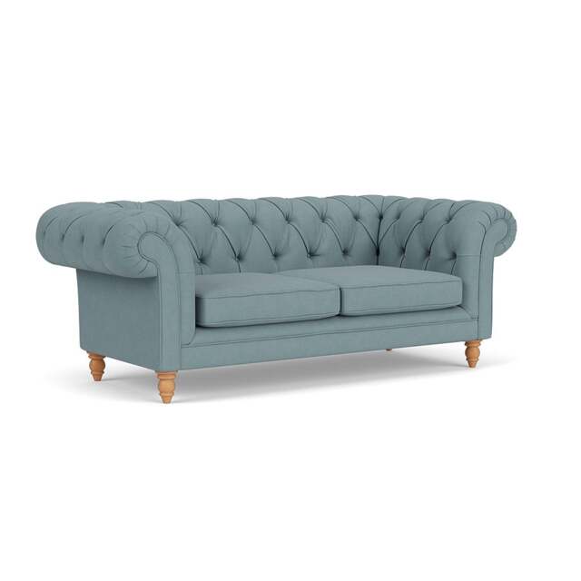 Large 2 Seater Sofa - Sky blue - House Linen Mix - Harris Chesterfield - The Cotswold Company - image 1