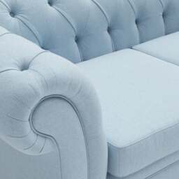 Large 2 Seater Sofa - Sky blue - House Linen Mix - Harris Chesterfield - The Cotswold Company - thumbnail 5