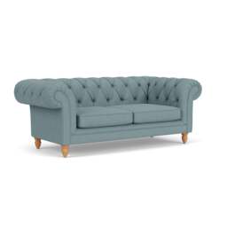 Large 2 Seater Sofa - Sky blue - House Linen Mix - Harris Chesterfield - The Cotswold Company