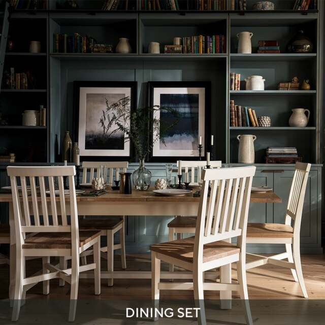 6-10 Seater Dining Table and 6 Dining Chairs - Chester Classic Cream - The Cotswold Company - image 1