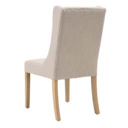 Foxglove Winged Button Dining Chair Stone Linen - The Cotswold Company - thumbnail 4