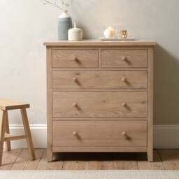 Inglesham Whitewash Oak 5 Drawer Chest - The Cotswold Company