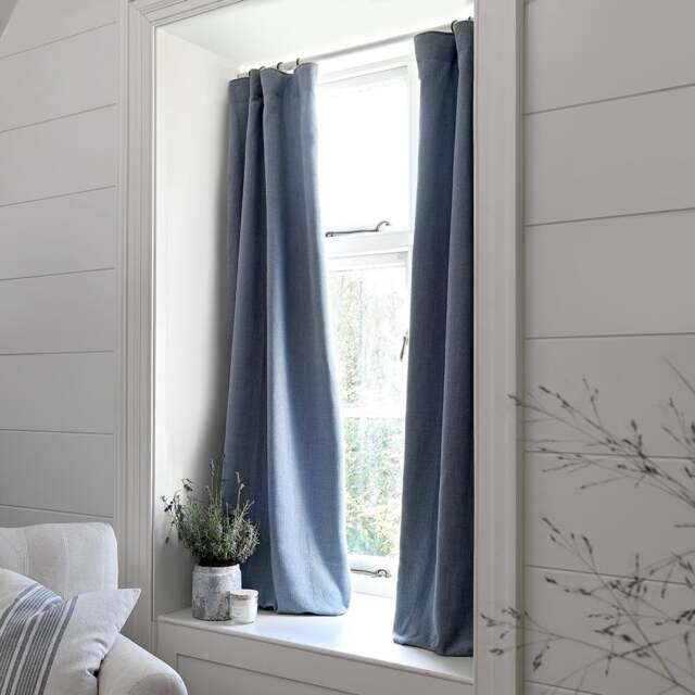Curtain Pair - 117x228cm - Marling Linen Mix Pale Indigo - The Cotswold Company - image 1