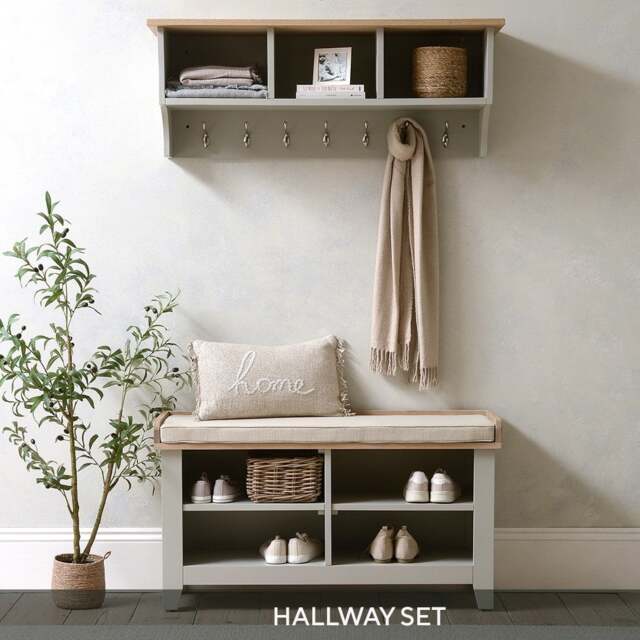 Hallway Shoe Bench Set - Chester Dove Grey - The Cotswold Company - image 1