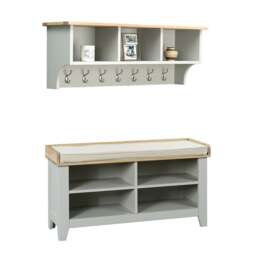 Hallway Shoe Bench Set - Chester Dove Grey - The Cotswold Company - thumbnail 3