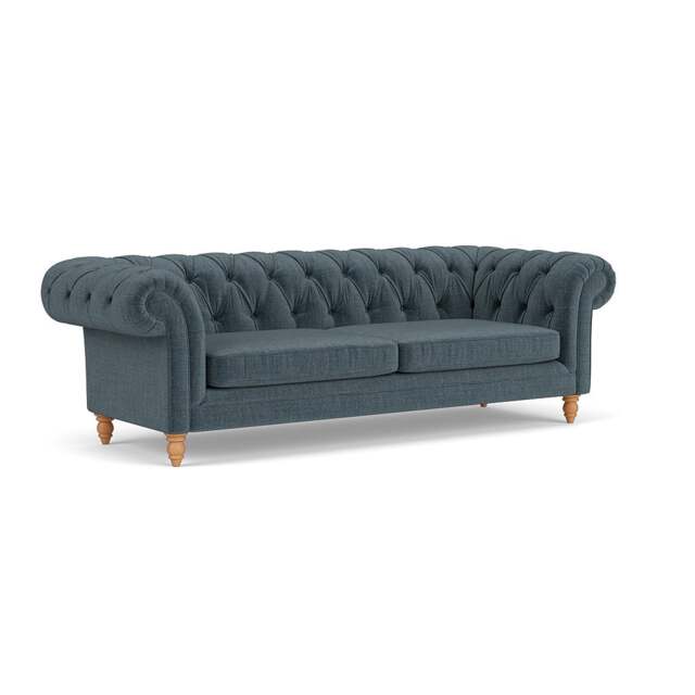 3 Seater Sofa - Teal - Eco Chenille - Harris Chesterfield - The Cotswold Company - image 1