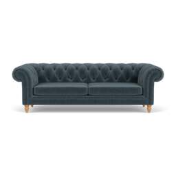 3 Seater Sofa - Teal - Eco Chenille - Harris Chesterfield - The Cotswold Company - thumbnail 2