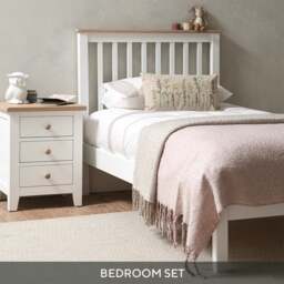 Chester Pure White Chester Pure White Single Bed, Mattress and Bedside Table Childrens Bedroom Set - The Cotswold Company