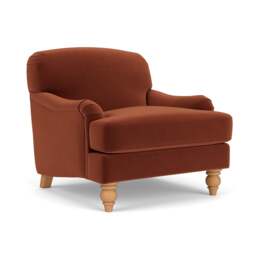 Ashbee Armchair - Brick - Matt Velvet - The Cotswold Company